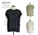 春の装いに!2点セット サイドリボン使いニットベストアンサンブル レイヤードスタイル ベスト+Tシャツ(M〜5L)ブラック・オリーブ・ベージュ 3色【春夏】