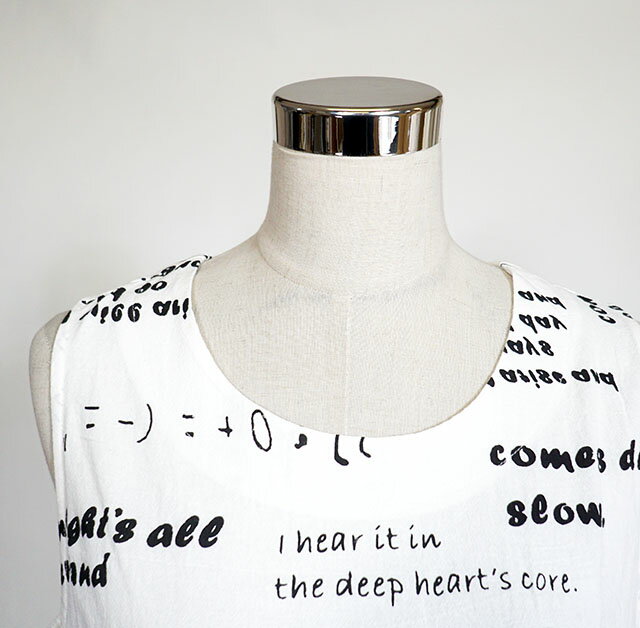 綿100％ モダンプリント切替コクーンジャンパードレス レイヤード (M～LL) オフホワイト系【春夏】【お買い物マラソン協賛ポイント最大45倍】