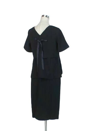 2点セット　楽（ラク）して綺麗（キレイ）みえセットアップ 上下セット（M）ネイビ...