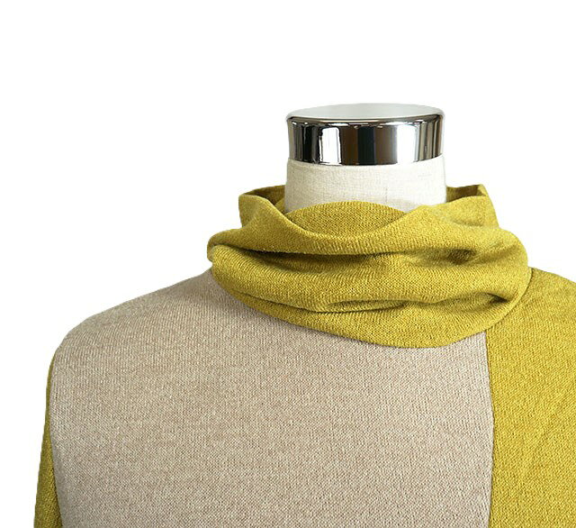 Style Cafeの暖か！美シルエットワンピ　配色切替デザインチュニック（M) カラシ【秋冬】｜アングル3
