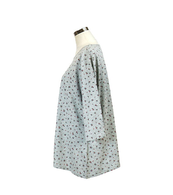 ＜夏物処分 セール＞半額！ 肌にやさしい 綿100％ 総柄Tシャツ 七分袖 Tシャツ (6L|8L|10L) 黒系ドット・グレー系花柄・パープル系花柄・ベージュ系花柄　4色【春夏】大きいサイズ BIGサイズ ゆったり style-cafe-10068039 Style Cafe サンプル画像3