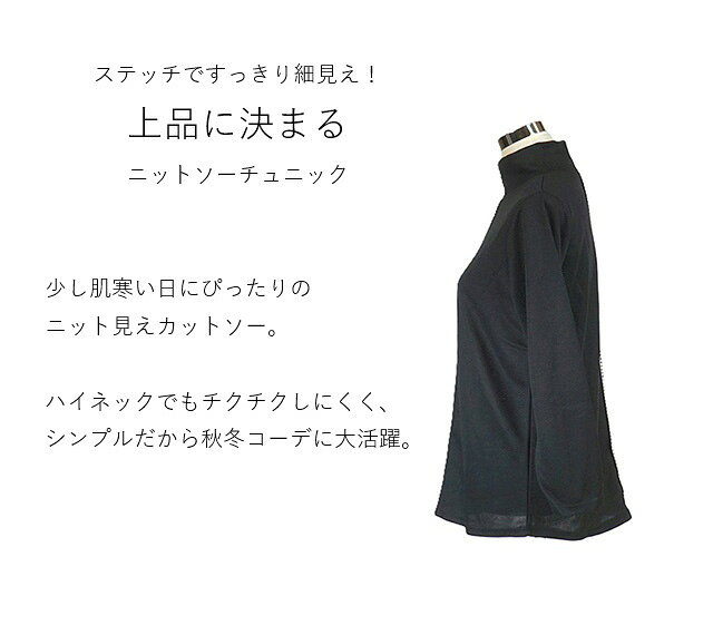 ステッチデザイン 暖かハイネックチュニック 大...の紹介画像2