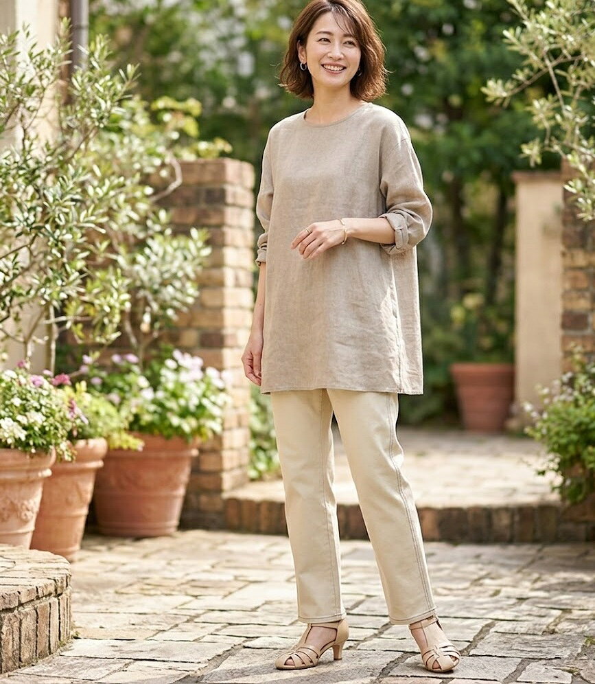【週末限定SALE｜50%OFF！】990円→495円 『驚異の伸び！』毎日穿きたくなる！綿混 スーパーストレッチ ステッチパンツ 股下70cm（L）ライトベージュ【春夏】 UV対策 接触冷感 ウエストゴム style-cafe-10070415 Style Cafe サンプル画像3