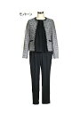 <3点セット>トレンドセットアップ3点セットスーツ ジャケット+ブラウス+パンツ 受験/卒業式/入学式/卒園式/入園式/セレモニー(7号・13号)ネイビー モノトーン 2色