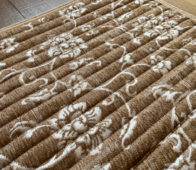 上品な花柄でオールシーズン使える ゴブラン風シェニール掘りごたつラグ 長方形 マット カーペット(220cm×330cm)ベージュ ブラウン 2色 送料無料 他...