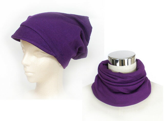 これは便利！さっと帽子に変身するスヌード 2WAY ネックウォーマー（フリーサイズ）パープル【秋冬】【お買い物マラソン協賛ポイント最大45．5倍！】
