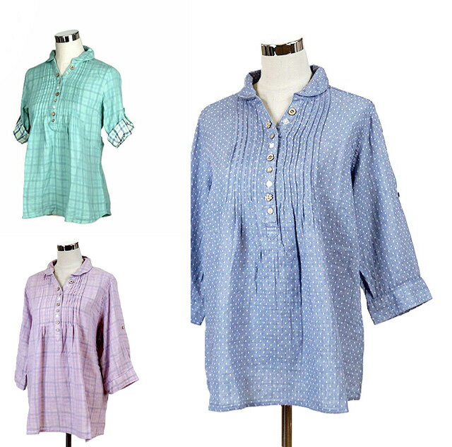 【秋冬もの入荷】綿100％ 多ボタン使いが可愛い ダブルガーゼ素材オーバーブラウス（M～5L）セージ 杢..