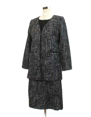 【秋冬もの入荷】ラスト1点のみ! <2点セット> 着こなし自在 ロング丈 ジャケット ワンピース アンサンブル(7AR) 黒系