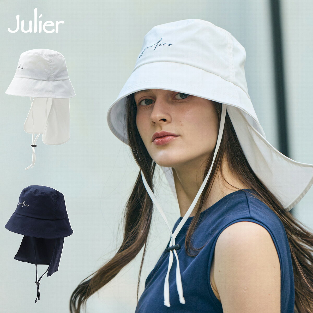 julier（ジュリエ）シリーズはこちらから &nbsp; ＜ヨガアイテム 関連キーワード＞ ヨガ　ヨガウェア　ヨガウエア　トップス　タンクトップ　ボトムス　パンツ　ヨガ・ピラティス　ホットヨガ　スポーツ　フィットネス　レディース　ジュリエ　julier 　かわいい &nbsp; メーカー希望小売価格はメーカー商品タグに基づいて掲載しています。 &nbsp; 広告文責：株式会社エル・ローズ　　TEL：0120-492-316Julier ジュリエ 撥水バケットハット B1963TAC005 &nbsp; シーンに合わせてアレンジできる Julierロゴ入りの撥水バケットハット 撥水機能を備えた、デザイン性と実用性を兼ね備えたバケットハット。 フロントにあしらった「julier」ロゴがさりげないアクセントになり、カジュアルになりすぎず大人のスタイルにも自然に馴染みます。 取り外し可能なサンシールドとあご紐付きで、シーンに合わせたアレンジが可能。 サンシールドは前後どちらでも使用でき、日差し対策をしながら快適に過ごせます。 軽やかなかぶり心地で、アウトドアやレジャーにはもちろん、タウンユースにも取り入れやすい万能アイテムです。 ・軽量 ・UVカット ・撥水性 ・紐付き（取り外し可能） ・サンシールドつき（取り外し可能） ・サイドアジャスター付き &nbsp; ｜イメージ &nbsp; &nbsp; &nbsp; &nbsp; &nbsp; ｜ディテール &nbsp; &nbsp; &nbsp; &nbsp; &nbsp; &nbsp; &nbsp; ｜カラーバリエーション &nbsp; ※ご使用のデバイスにより実際のカラーと違って見える場合がございますので予めご了承下さい。 &nbsp; Julier(ジュリエ) ライフシーンに合わせたファッションを楽しみ、 自分自身を大切に生きる女性の日常を演出するヨガ＆リラックスウェア「Julier」。自身もヨガのプラクティスを日々実践している、デザイナー　吉岡しおりさんによって生み出される「Julier」のウェアは天然素材を中心に肌触りにこだわりを持ち、リラックスしたい時、ハードなヨガをしたい時、ヨガのそれぞれの動きに合った機能面からのデザインと、ファッションデザイナーならではの感性によって誕生します。現代女性が受けているストレスをヨガによって解消し心身ともに美しく健康に生きていくサポートをする、ヨガ＆リラックスウェア。心と体が自由に呼吸するファッションを。 &nbsp; 商品名 Julier ジュリエ撥水バケットハット B1963TAC005 カラー ホワイト、ネイビー サイズ ツバ：約7cm、頭周り：約57.5cm 素材 ナイロン95%、ポリウレタン5% 生産国 中国 広告文責 株式会社エル・ローズ　0120-492-316 &nbsp; ＞＞ 同じブランドで探す （Julier ジュリエ） ＞＞ 国内外すべてのヨガブランドをチェック！ ＞＞ ヨガウェアをアイテム別に簡単検索♪ &nbsp;