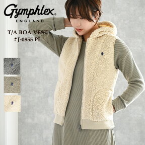 Gymphlex ジムフレックス ボア フードつきボアフリースベスト #J-0855PL 2023AW BOA ZIP HOODED VEST レディース ボアベスト 送料無料 ブランド 新作 パーカー アウトドア