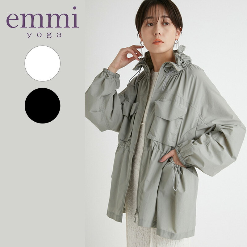 エミ アトリエ emmi atelier トップス 撥水ワッシャーブルゾン 2024SS 13WFJ241017 アウター 長袖 ジャケット ポケット付き ギャザー ブルゾン 撥水加工 メッシュ おしゃれ モード スポーツウ…