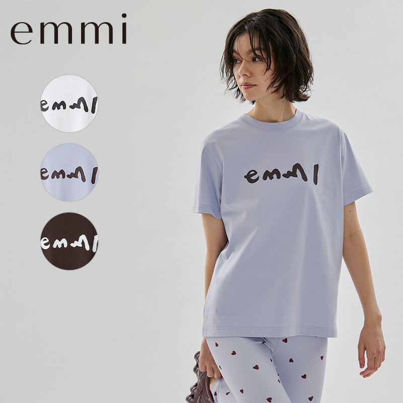樂天商城 - emmi エミ トップス emmiロゴTシャツ 13WCT261066 2026SS 春 夏 半袖 Tシャツ レディース おしゃれ かわいい ロゴ入り ロゴ UVカット 接触冷感 スタイルアップ オーガニック素材 スポーツ フィットネス ジム ヨガ ピラティス デイリー シンプル 送料無料