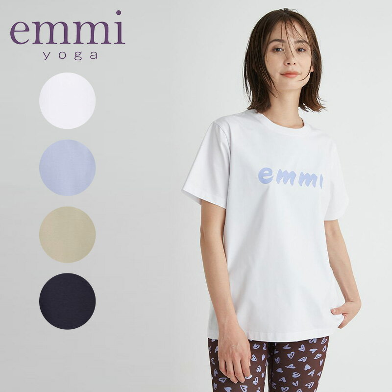 エミ アトリエ emmi atelier トップス ペイントemmiロゴTシャツ 13WCT241094 2024SS 半袖 スポーツウェア ヨガ ピラティス ダンス レディース おしゃれ かわいい ロゴ入り ロゴ Tシャツ 吸水速…