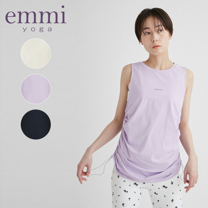 エミ アトリエ emmi atelier トップス サイドドロストUVカットタンクトップ 13WCT242058 2024SS ノースリーブ スポーツウェア レディース ブランドロゴ タンクトップ フリーサイズ ドロスト カ…