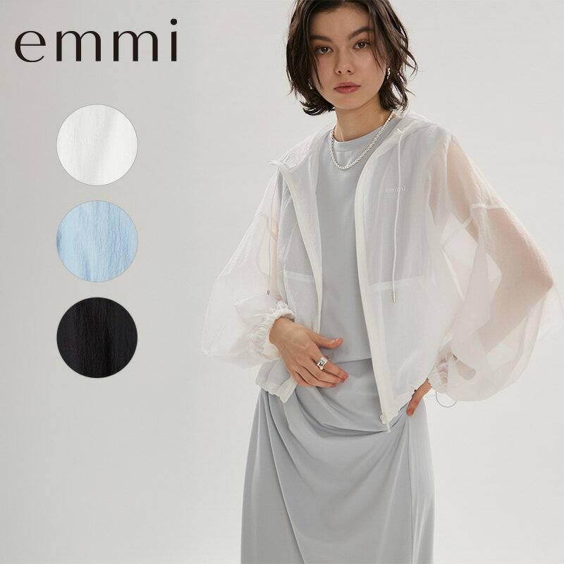 樂天商城 - emmi エミ トップス アウター シアーナイロンブルゾン 13WFJ262075 2026SS 春 夏 長袖 レディース おしゃれ かわいい シンプル 無地 ゆったり きれいめ フード付き 撥水 マシンウォッシャブル 軽量 軽い スポーティー カジュアル フェミニン 羽織 冷房対策 送料無料