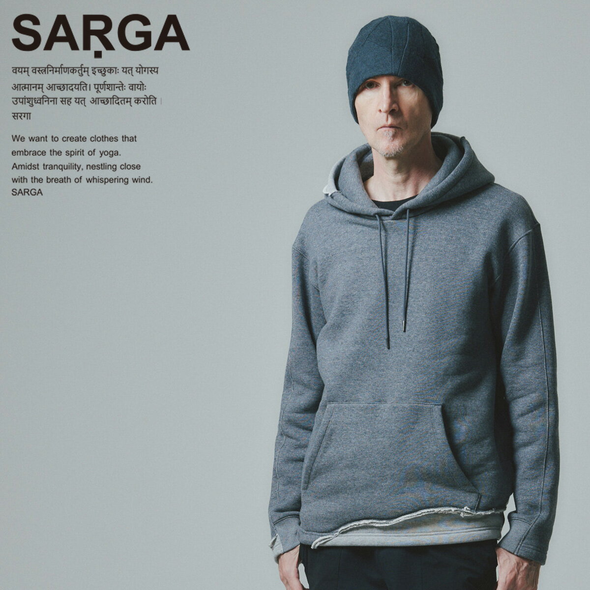 SARGA サルガ ヨガウェア トップス メンズ カットオフフーディー CUT OFF HOODIE JH36 2023AW 秋 冬 長袖 パーカー メンズヨガウェア スポーツウェア ユニセックス おしゃれ あたたか ゆったり…