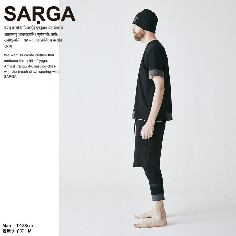 SARGA サルガ ヨガウェア ヨガパンツ ヨガレギンス メンズ ブロックレギンス BLOCK LEGGINGS JL29 2023SS 春 夏 7分丈 メンズヨガウェア スポーツウェア ユニセックス オシャレ アウトドア ヨガ 綿 ストレッチ 送料無料 あす楽 3