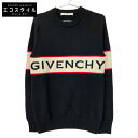 GIVENCHY ジバンシィ BM900G400M ブラック ウール ロゴ インタルシア セーター トップス XS ブラック レディース 【中古】