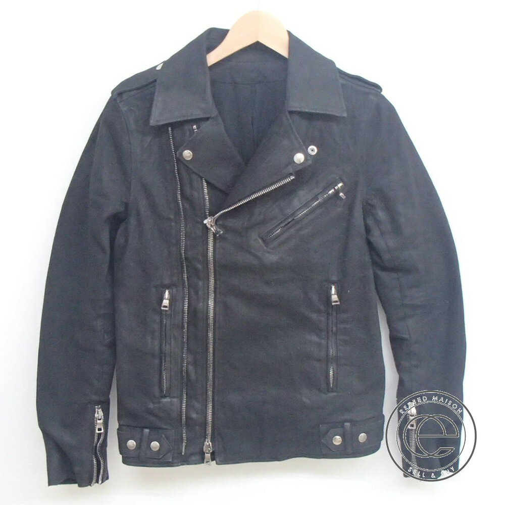 Balmain バルマン 定価 28万800円 オンライン 15aw 黒 コーティング加工 バイカーダブル ライダースジャケットm ジャケット メンズ ブランドリサイクル エコスタイル