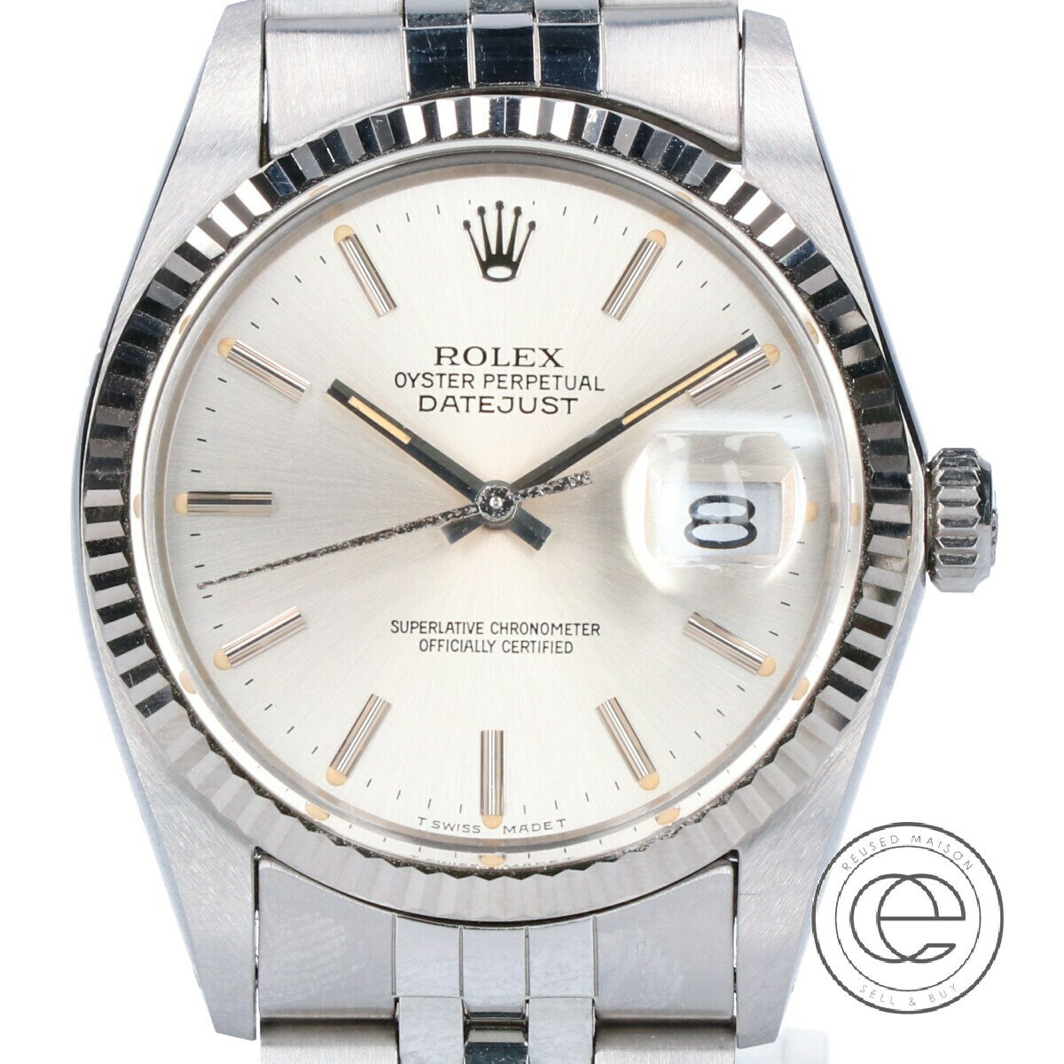 ROLEX ロレックス 【8番台1984年製】16014 SS×WGコンビ オイスターパーペチュアル デイトジャスト 自動巻き 腕時計 シルバー メンズ 【中古】