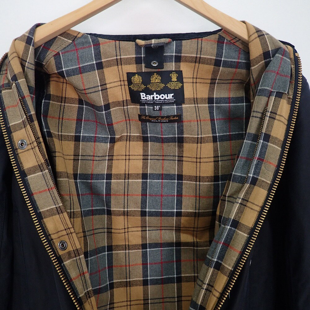 【楽天市場】Barbour バブアー 4082173 SL BORDER 裏地チェック オイルド コート 36 ネイビー メンズ 【中古