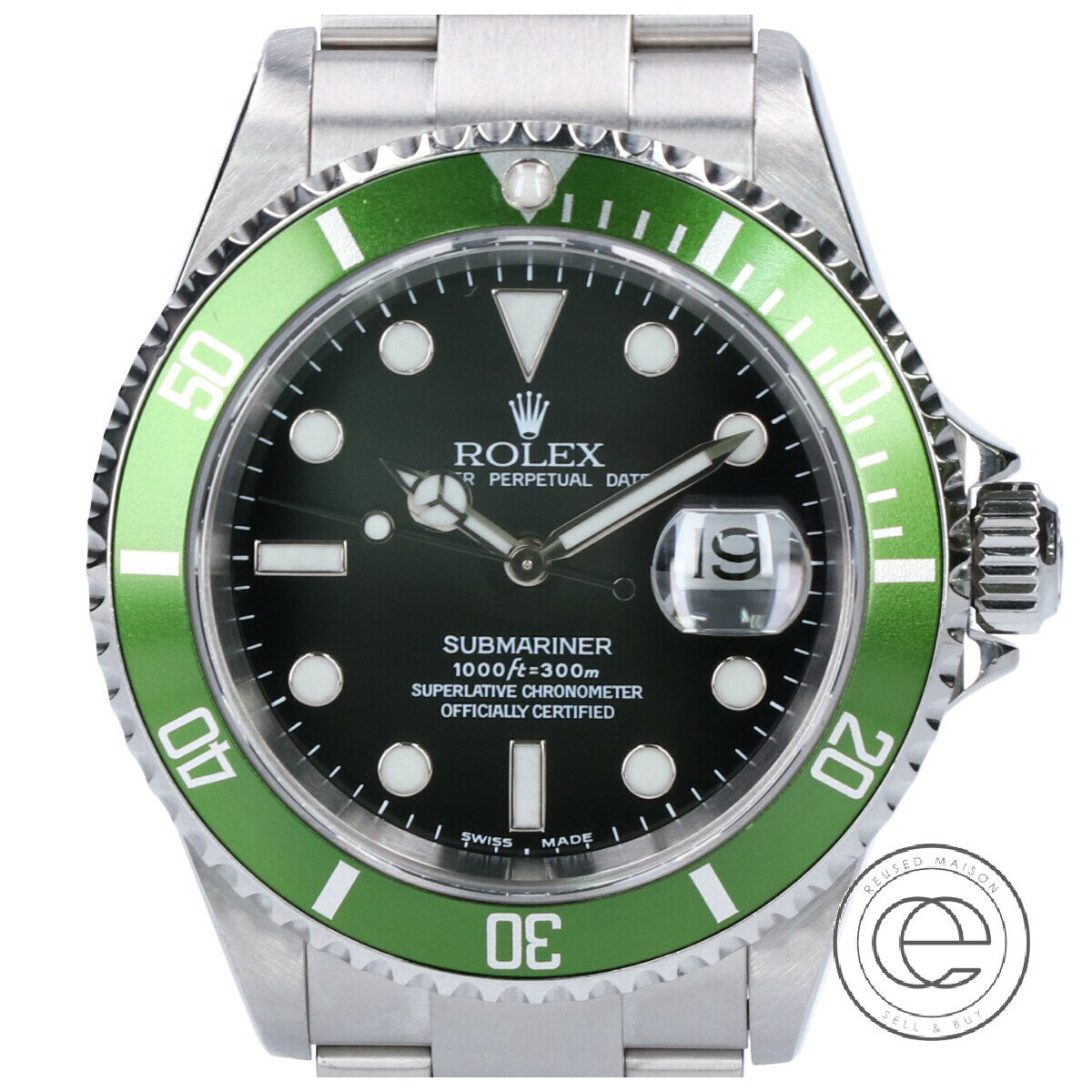 ROLEX ロレックス Ref.16610T 新J Y番 SUBMARINER/グリーンサブマリーナ デイト ファット4 ライムベゼル ビッグスイス 自動巻き 腕時計 メンズ 【中古】