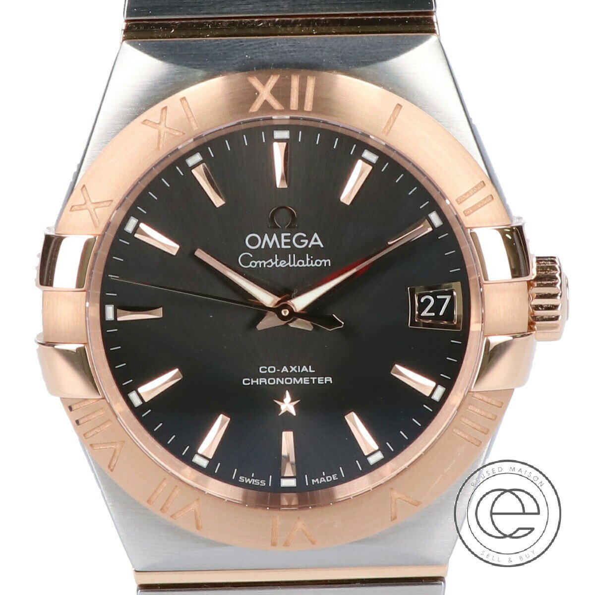 OMEGA オメガ 123.20.38.21.06.002 CONSTELLATION CO-AXIAL 38MM コンステレーション コーアクシャル 腕時計 シルバー×ゴールド メンズ 【中古】