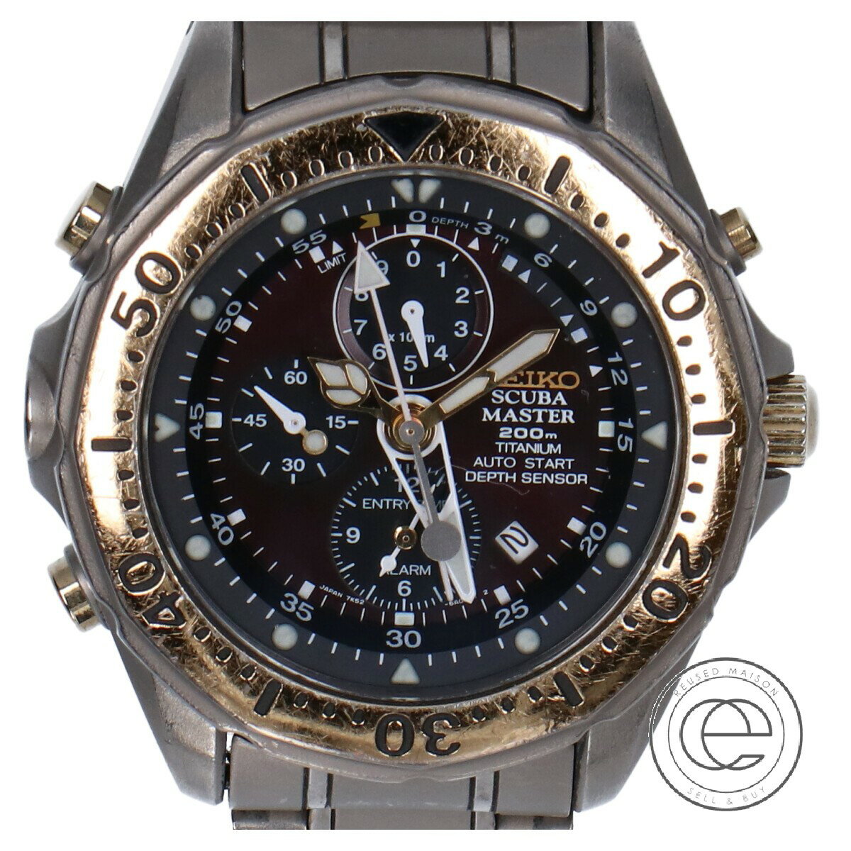 SEIKO セイコー SCUBA MASTERスキューバマスター 7K52-6A00 チタン クロノグラフ クォーツ 腕時計 シルバー/ゴールド メンズ 【中古】のサムネイル