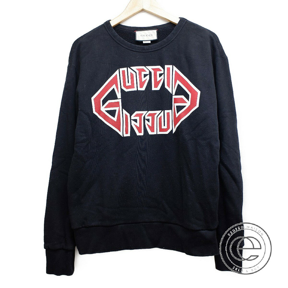 GUCCI グッチ 【国内正規（株）ケリングジャパン】475532 メタルロゴプリント プルオーバー クルーネック スウェット トップス XS ブラック メンズ 【中古】のサムネイル