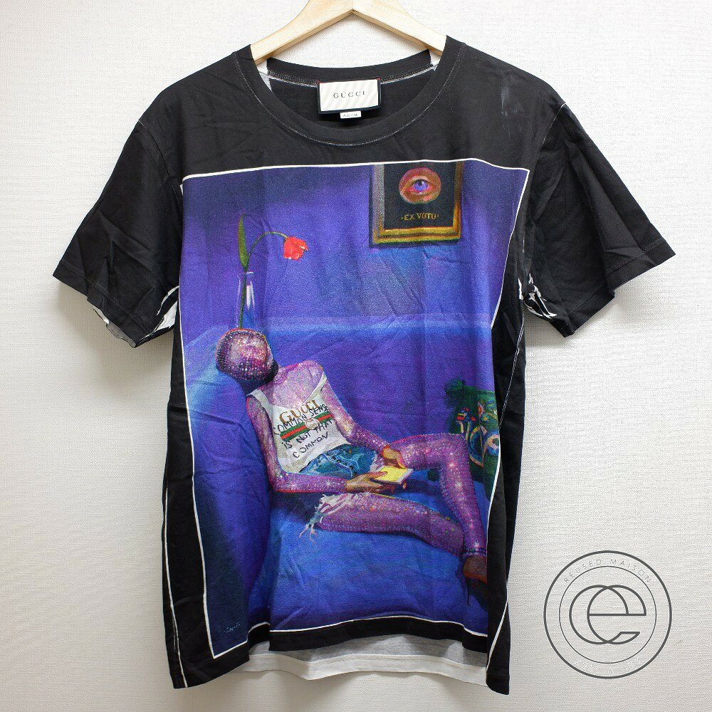 GUCCI グッチ 【国内正規】492347 X3L84 プリント クルーネック半袖Tシャツ トップス XS ブラック レディース 【中古】のサムネイル