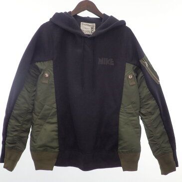 NIKE ナイキ xsacaiサカイ CW2419-475 NRG HOODY プルオーバー スウェットパーカー/ トップス S ブラック/カーキ メンズ 【中古】