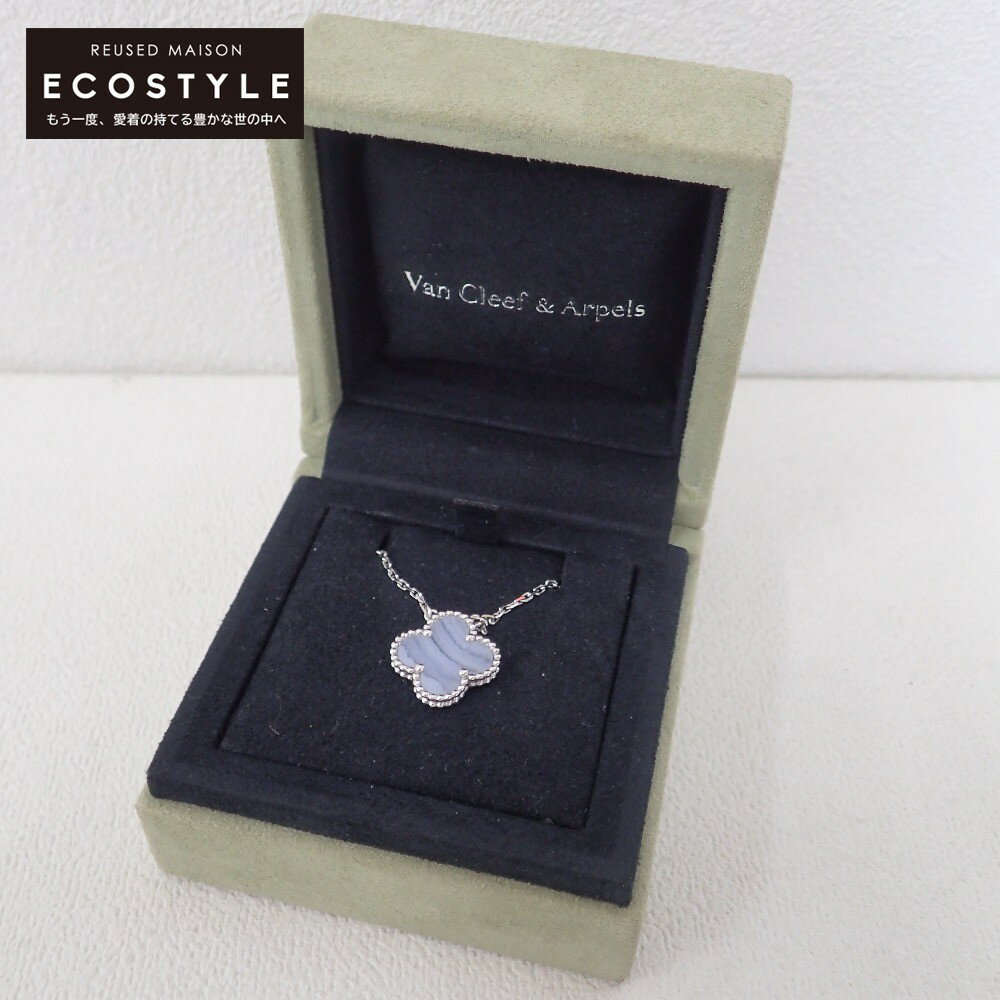 VanCleef&Arpels ヴァンクリーフ＆アーペル 【美品】VCARD34900 Au750 ヴィンテージアルハンブラ ブルーカルセドニー ペンダント ネックレス ホワイトゴールド レディース 【中古】のサムネイル