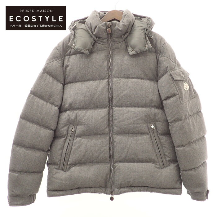 MONCLER モンクレール 【国内正規】MONTGENEVREモンジュネーブル ウール フード付 ダウン ジャケット 6 グレー メンズ 【中古】