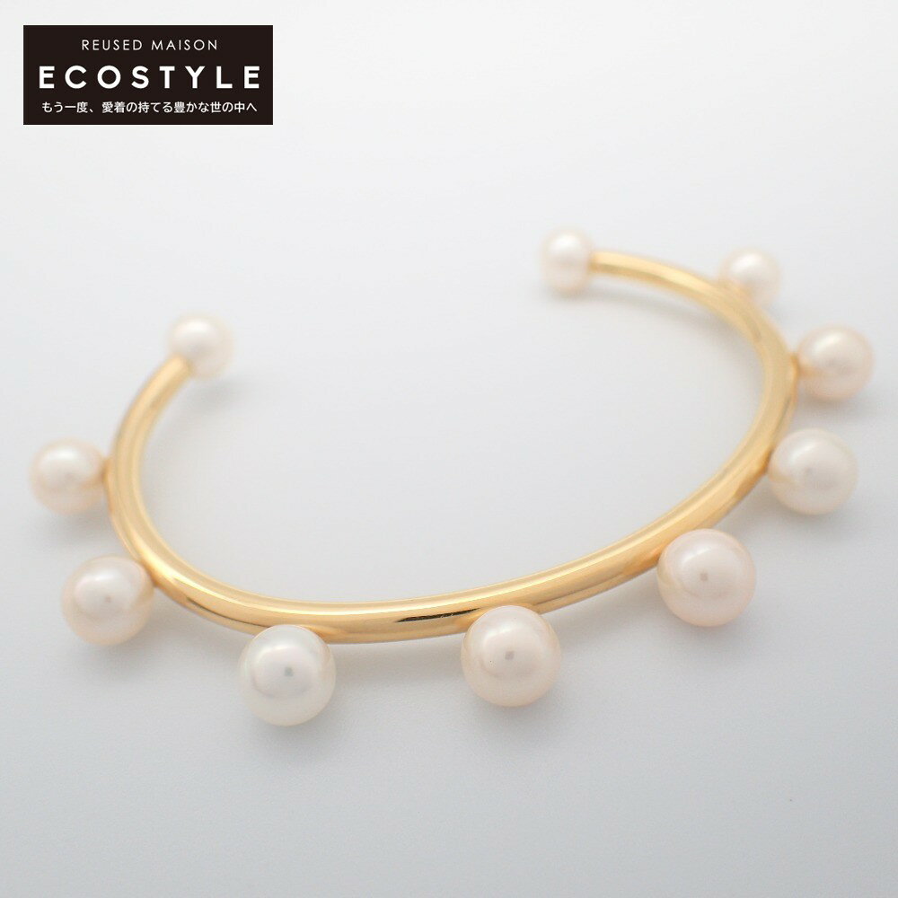 Bijou de M ビジュードエム 925/K18ゴールドプレート Dot pearl bangle ドットパール バングル K18ゴールドプレート/ホワイト レディース 【中古】のサムネイル