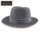 HERMES エルメス 23年 Chapeau ウール 中折れハット 帽子 57 ブラック メンズ 【中古】