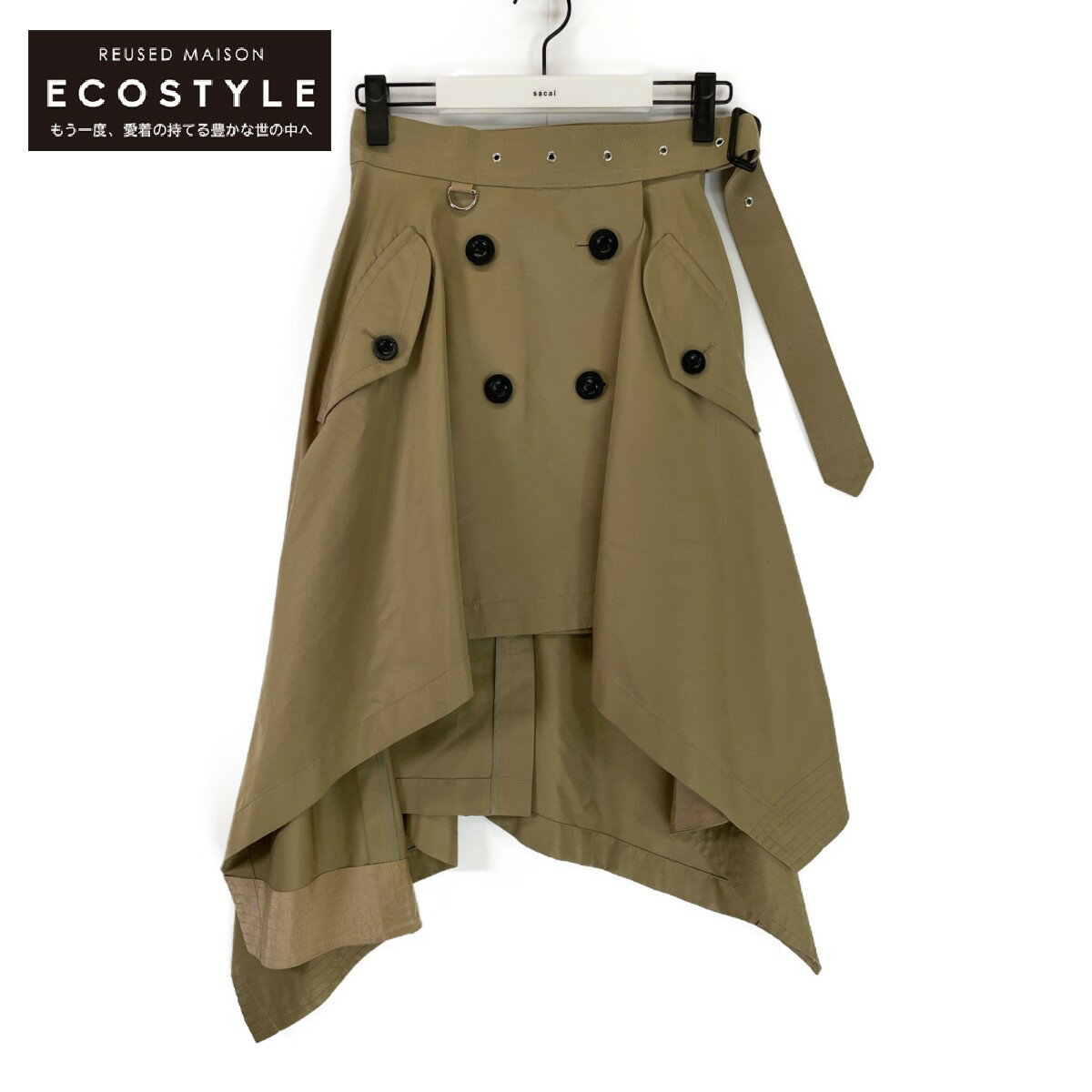 sacai TJC 21N x[W COTTON GABARDINE TRENCH SKIRT XJ[g O x[W fB[X yÁz