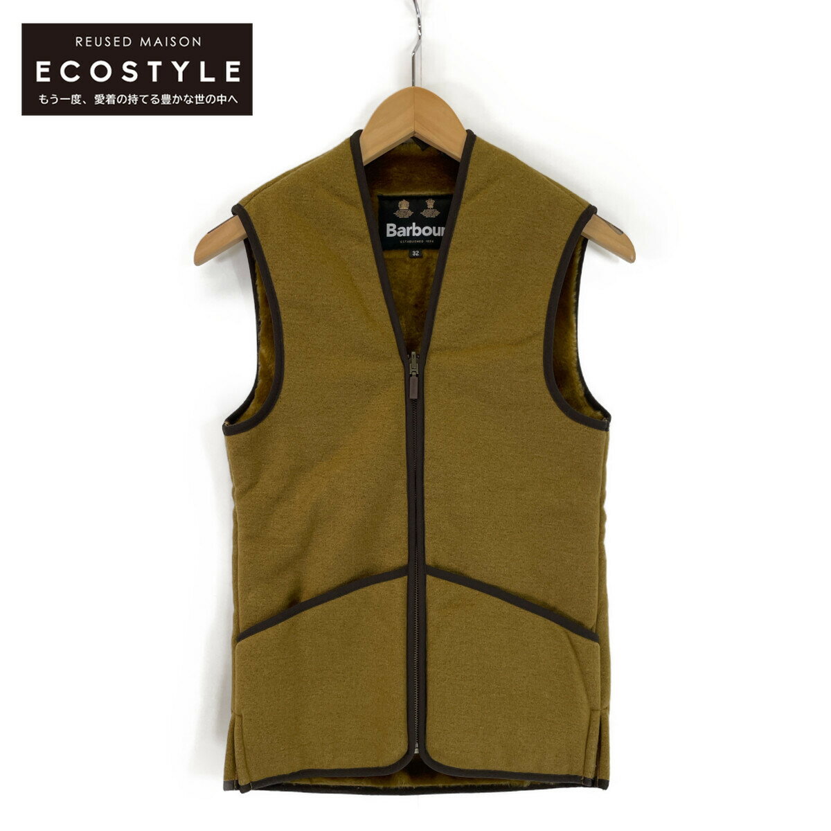 Barbour バブアー MLI0004BR31 WARM PILE WAISTCOAT ZIP-IN LINER ベスト 32 ブラウン レディース 【中古】