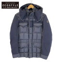 MONCLER モンクレール JACOB ヤコブ ウール切替 フード付ダウン ジャケット 2 ネイビ ...