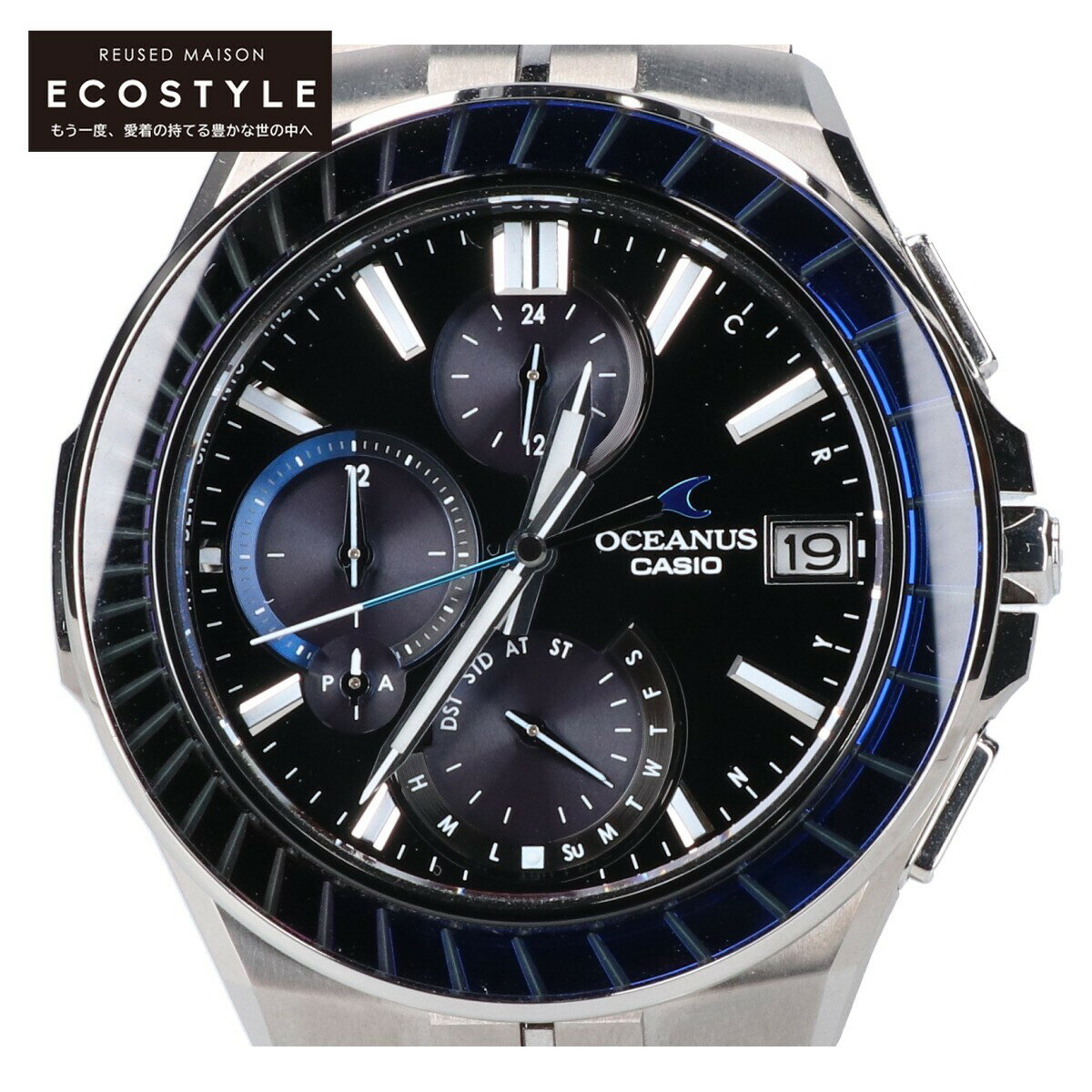 CASIO カシオ OCW-S5000EK-1AJF OCEANUS オシアナス マンタ 江戸切子 タフソーラー電波 腕時計 シルバー メンズ 【中古】