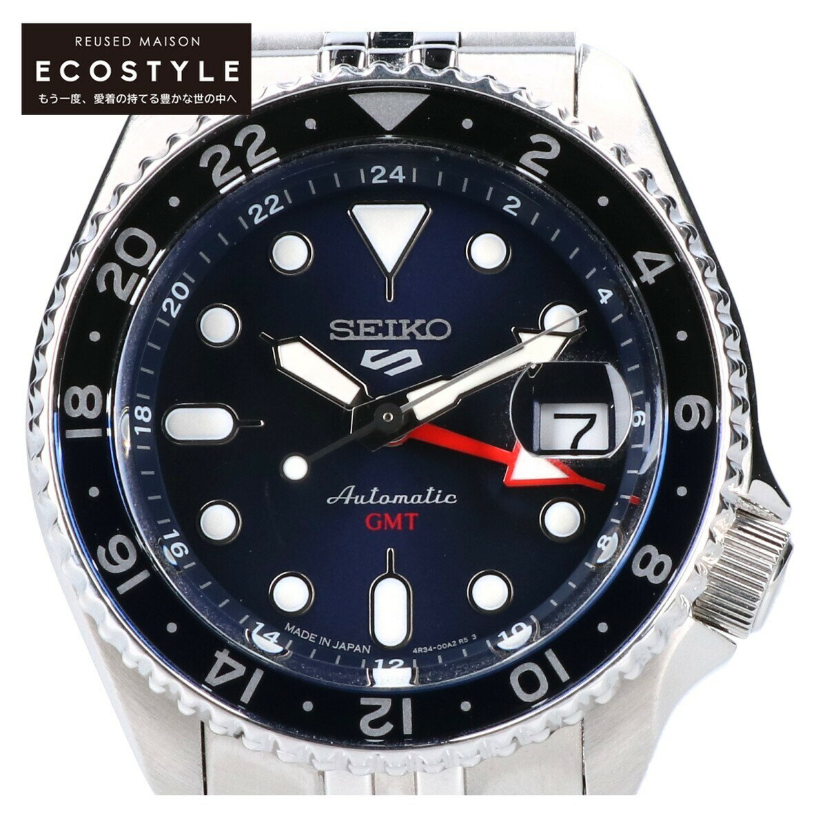 SEIKO セイコー SBSC003 4R34 5スポーツ SKX Sports Style シースルーバック 自動巻き 腕時計 シルバー メンズ 【中古】