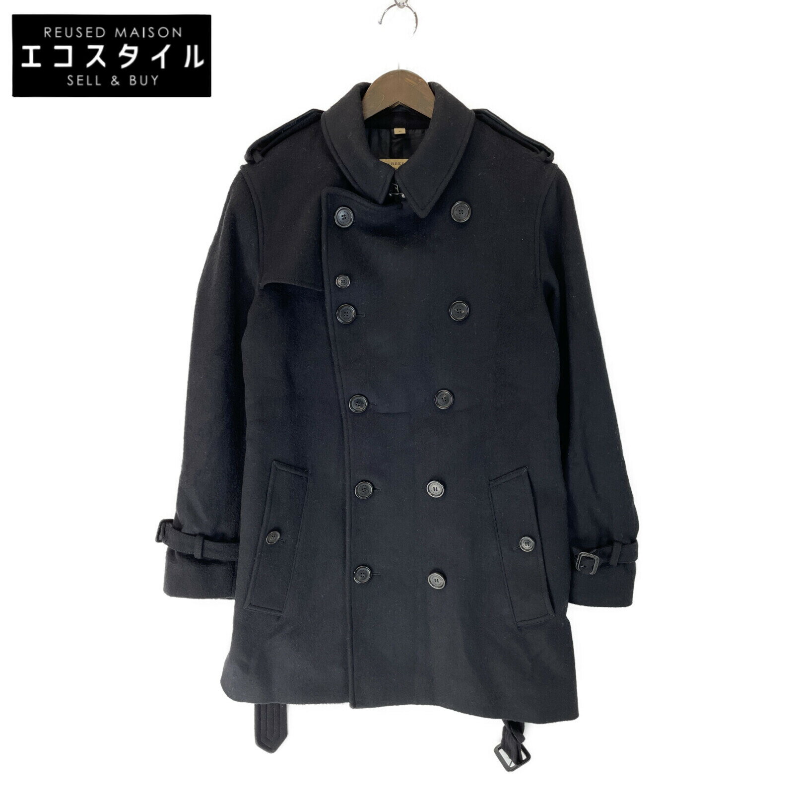 BURBERRY バーバリー ブラック 8077474 ウール ダブルコート コート 44 ブラック メンズ 【中古】