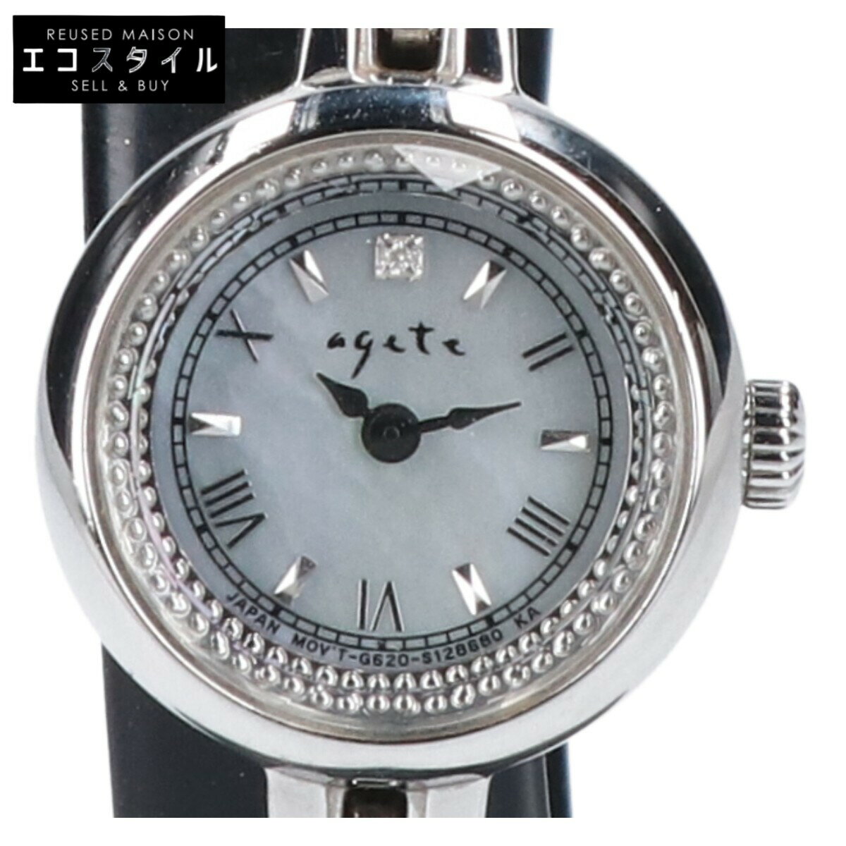 agete アガット 10134120006 AGETE 36 SV クオーツ 腕時計 シルバー レディース 【中古】