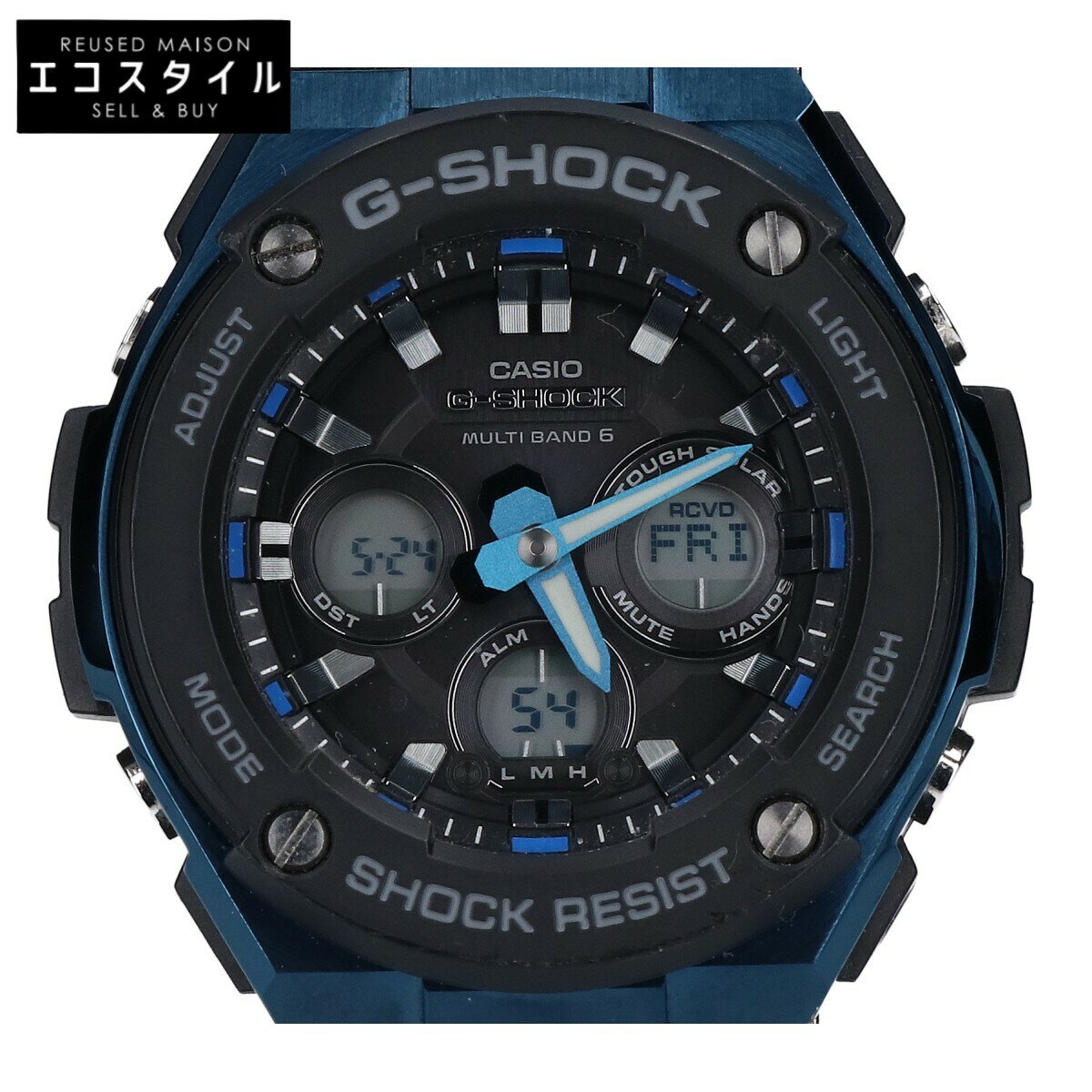 G-SHOCK ジーショック 【美品】GST-W300G-1A2JF G-STEEL Mid Size Series マルチバンド6 タフソーラー電波 腕時計 ブラック メンズ 【中古】