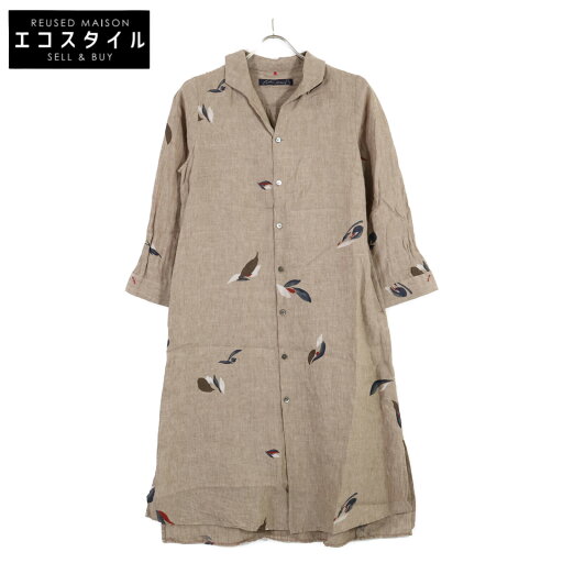 Pallas Palace パラスパレス 【美品/22年製】総柄 リネン シェルボタン シャツ ワンピース 2 ブラウン レディース 【中古】 Pallas Palace パラスパレス 【美品/22年製】総柄 リネン シェルボタン シャツ ワンピース 2 ブラウン レディース 【中古】