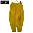 ENFOLD エンフォルド 22AW イエロー ポリエステル ジョーゼット プリーツテーパードTROUSER ボトムス 36 イエロー レディース 【中古】