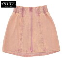 MIUMIU ミュウミュウ MIU MIU ミュウミュウ コットン ウォッシュ加工 フロントジップ ショート スカート レディース ピンク 40 GWD146 ...