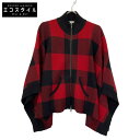 LE CIEL BLEU ルシェルブルー 赤×黒 ポンチョコート コート F レッド/ブラック レディース 【中古】(4)