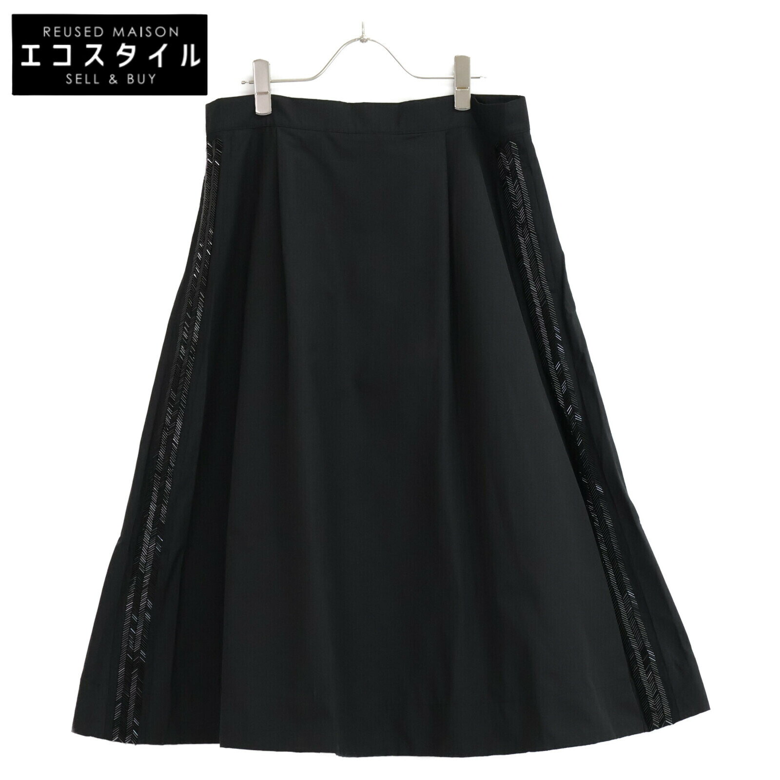 MAX&Co. マックスアンドコー ブラック サイドライン ロングスカート スカート 48 ブラック レディース 【中古】