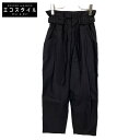 BRUNELLO CUCINELLI ブルネロクチネリ 20SS M0F79P7217 ブラック コットン混 ベルト付 パンツ ボトムス 36 ブラック レディ...