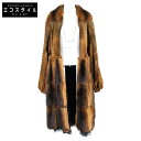 FOXEY BOUTIQUE フォクシーブティック リアルファーxカルガンラム ロング コート ブラウン レディース 【中古】